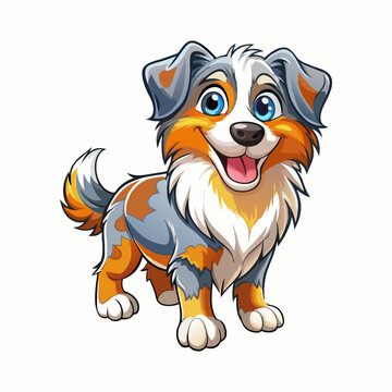 recommend clip art: A Cartoon Style Happy Australian Shepherd Isolated on a White Background