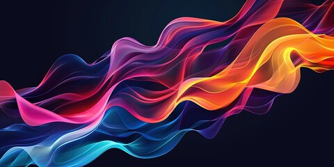 Colorful wavy abstraction on a black background
