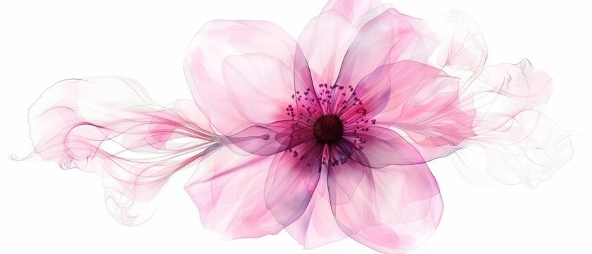 The design element of a pink flower is isolated on a white background, with a single design element