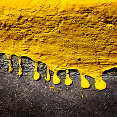 Yellow Dripping Paint Texture on Concrete