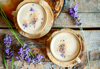 Lavender Chai Lattes in Vintage Cups
