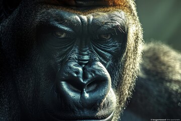 Majestic silverback gorilla portrait exudes strength and authority in vivid detail