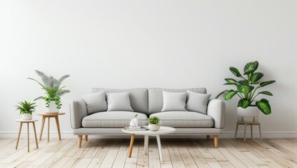 A simple and elegant living room with wooden floor