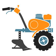 Motoblock silhouette design for gardening and vegetable work