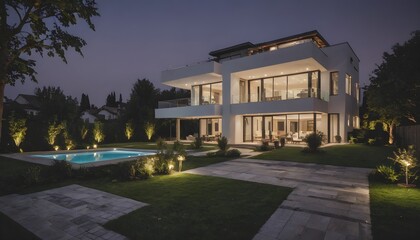 Obraz premium Luxury country house, beautiful lighting