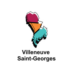 Map of Villeneuve Saint Georges design illustration, vector symbol, sign, outline, World Map International vector template on white background