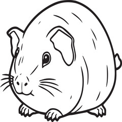 Guinea pig coloring pages. Guinea pig outline vector for kids coloring book