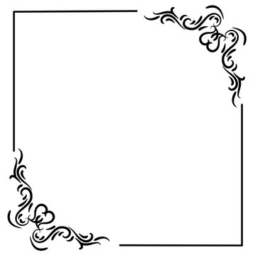 vector image of a black curved  frame, border on the white background.