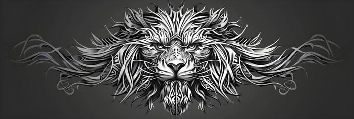 Monochrome Lion King Tattoo Art: A Masterpiece of Intricate Realism and Exotic Tribal Elements