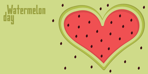 world watermelon day holiday heart form. juicy, delicious red watermelon with seeds