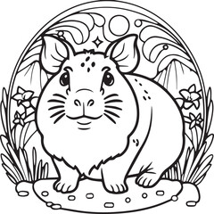 Guinea pig coloring pages. Guinea pig outline vector for kids coloring book
