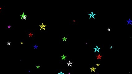 Beautiful illustration of colorful stars on plain black background