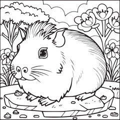 Guinea pig coloring pages. Guinea pig outline vector for kids coloring book