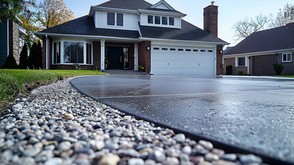 smooth concrete driveway in des moines iowa - obrazy, fototapety, plakaty