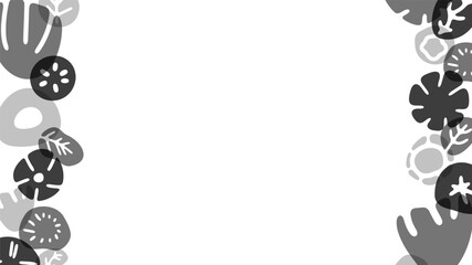 モノクロの抽象的な花の背景イラスト