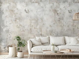 Mock up the gray cement wall in the living room, swap it out to add your design content.