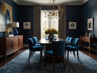 Timeless Elegance, Yale Blue Modern Dining Room