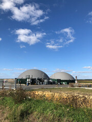 Fototapeta na wymiar Methanization facilities in Hauts-de-France. These facilities take advantage of agricultural waste especially in large farms producing cereals or sugar beets.