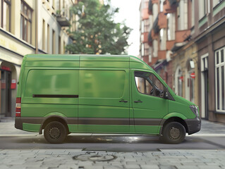 Fototapeta na wymiar Mock up a green cargo truck for your logo and design patterns.