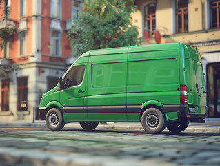Mock up a green cargo truck for your logo and design patterns.
