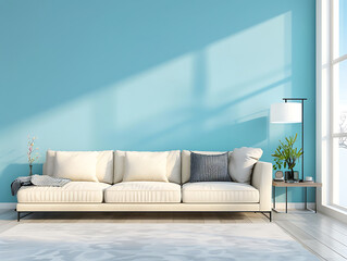 Mock up a blank cement wall of a living room for your design content.