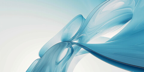 Organza Stoff in prachtvollen welligen transparenten blau auf weißen Hintergrund für Webdesign und Drucksachen als Vorlage in Querformat für Banner, ai generativ