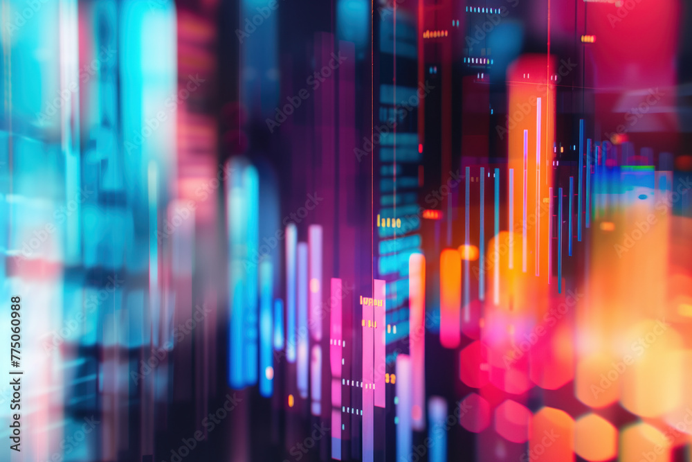 Poster abstract colorful background with graphs and lights. slide background for a presentation on marketin