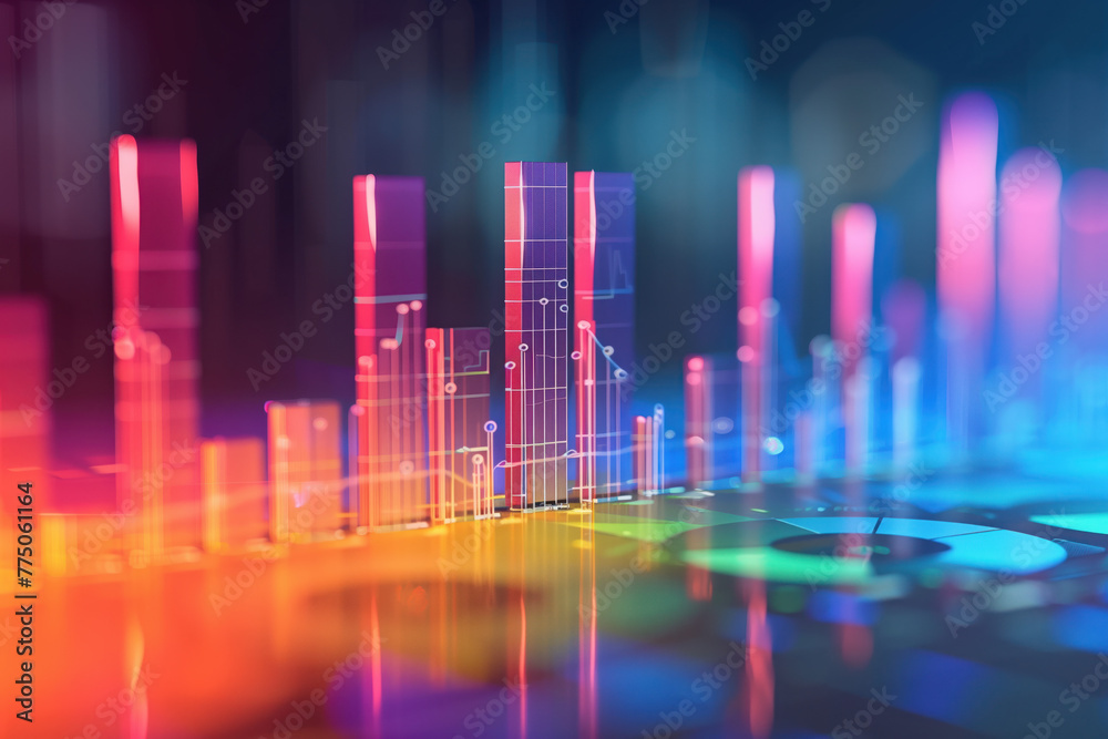Poster abstract colorful background with graphs and lights. slide background for a presentation on marketin