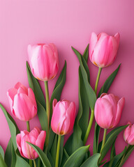 Obraz premium Pink tulips on a soft pink background
