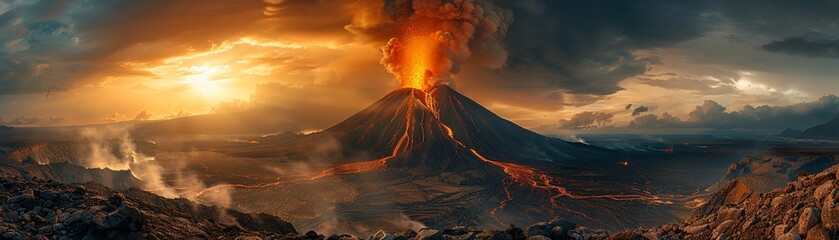 Scientists closely monitor volcanic activity to predict the movement of magma and potential eruptions. - obrazy, fototapety, plakaty