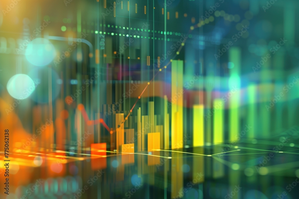 Poster abstract colorful background with graphs and lights. slide background for a presentation on marketin