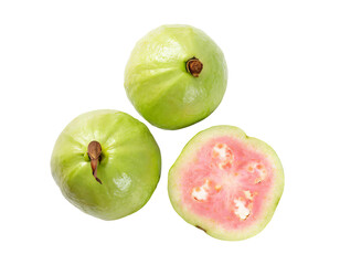 Fresh Guava fruits, topview and isolated, Psidium