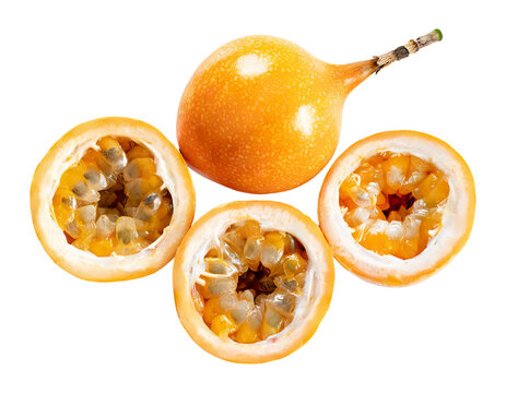 Sweet Granadilla or grenadiafruit, topview and isolated