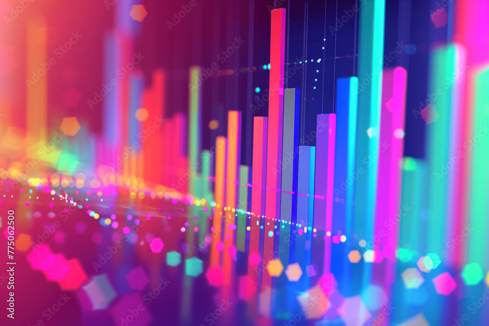 Poster abstract colorful background with graphs and lights. slide background for a presentation on marketin