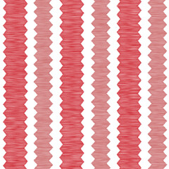 Seamless vector Ikat white red background fabric pattern stripe zig zag unbalance stripe patterns cute vertical red pastel color stripes size grid for valentine day love fabric pattern.