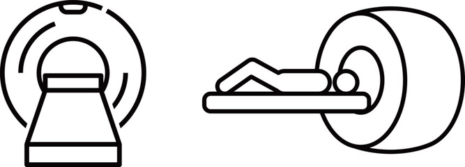 MRIと患者のシンプルな医療アイコン セット