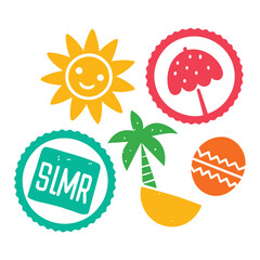 Summer Water colored Stamps design vector