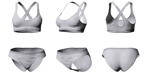 grey active bra and lingerie isolated - obrazy, fototapety, plakaty
