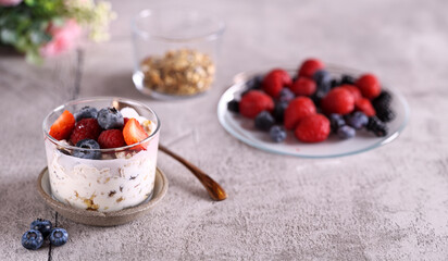 pudding with fresh berries healthy eating breakfast