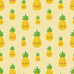 Seamless pineapple pattern, cute pineapple doodle pattern for textile fabric or wallpaper backgrounds.