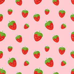 Strawberry seamless vector pattern. The repeating background with summer fruit. Use for fabric, gift wrapping, and packaging.