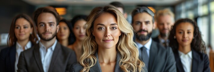 Fototapeta premium Corporate diversity: Multiracial professionals posing joyfully