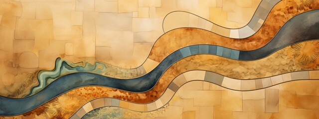 Fototapeta premium a simple winding road pathway on map abstract