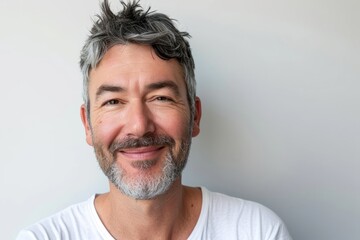 Portrait of a handsome middle aged man with grey beard and mustache. - obrazy, fototapety, plakaty