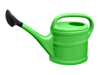 Grüne Gießkanne aus Kunststoff und Hintergrund transparent PNG cut out  Green Watering Can - 775068165