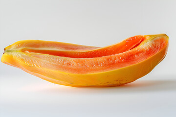 Texture and bright orange color of ripe papaya on pure white background.