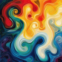 Abstract interpretation of brain waves with colorful swirls, dynamic movement