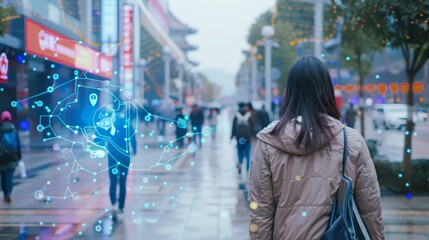 Obraz premium People in China use artificial intelligence technology to help with various tasks, convenient, fast, and accurate. 