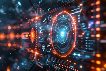 Obraz premium Abstract circle neon background. HUD futuristic technology
