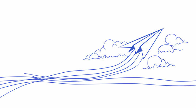 Avião decolando feito com linhas - Ilustração 